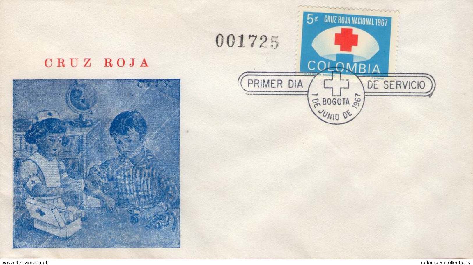 Lote CR25F, Colombia, 1967, SPD-FDC, Cruz Roja, Red Cross, Children - Colombie