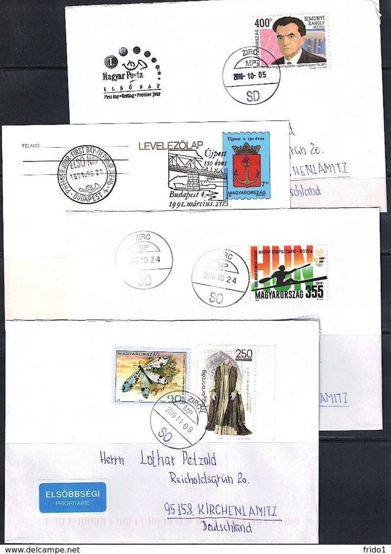 Hungary / Ungarn 3 Interesting Priority Letters + Postcard - Brieven En Documenten