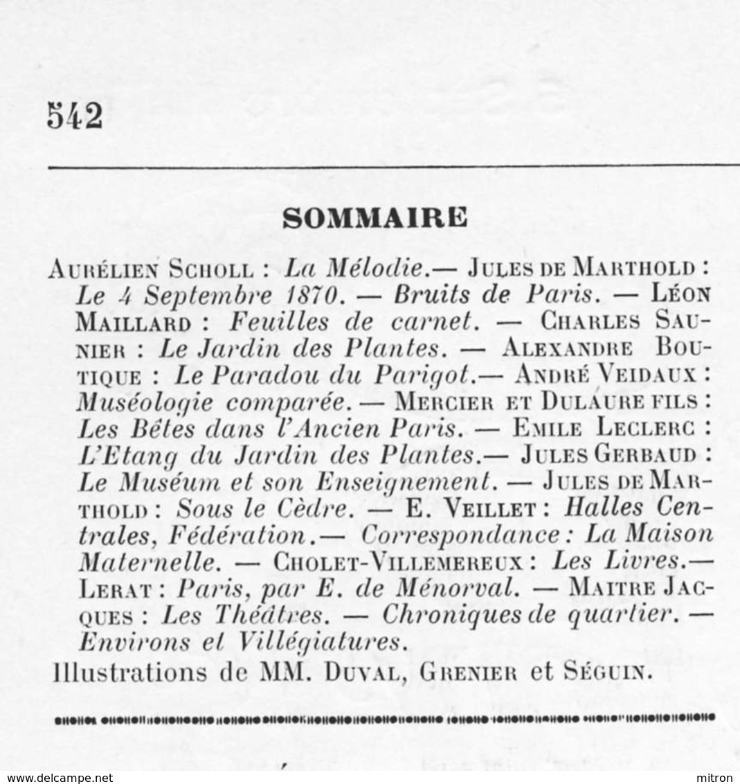 PARIS- Le Parisien De Paris Du 5 Septembre 1897, No 35 - Le JARDIN Des PLANTES. 8 Pages, 20 Gravures - 1850 - 1899