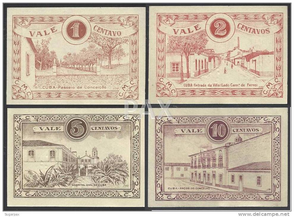 PORTUGAL - CUBA - CÉDULAS De 1, 2, 5 E 10 CENTAVOS - 31.12.1919 - EMERGENCY PAPER MONEY - COLEÇÃO COMPLETA - SEE 2 SCANS - Portugal
