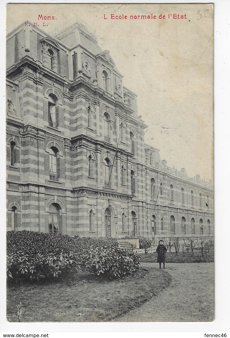 BELGIQUE - MONS - L'Ecole Normale - Animée - 1908 (E23) - Mons