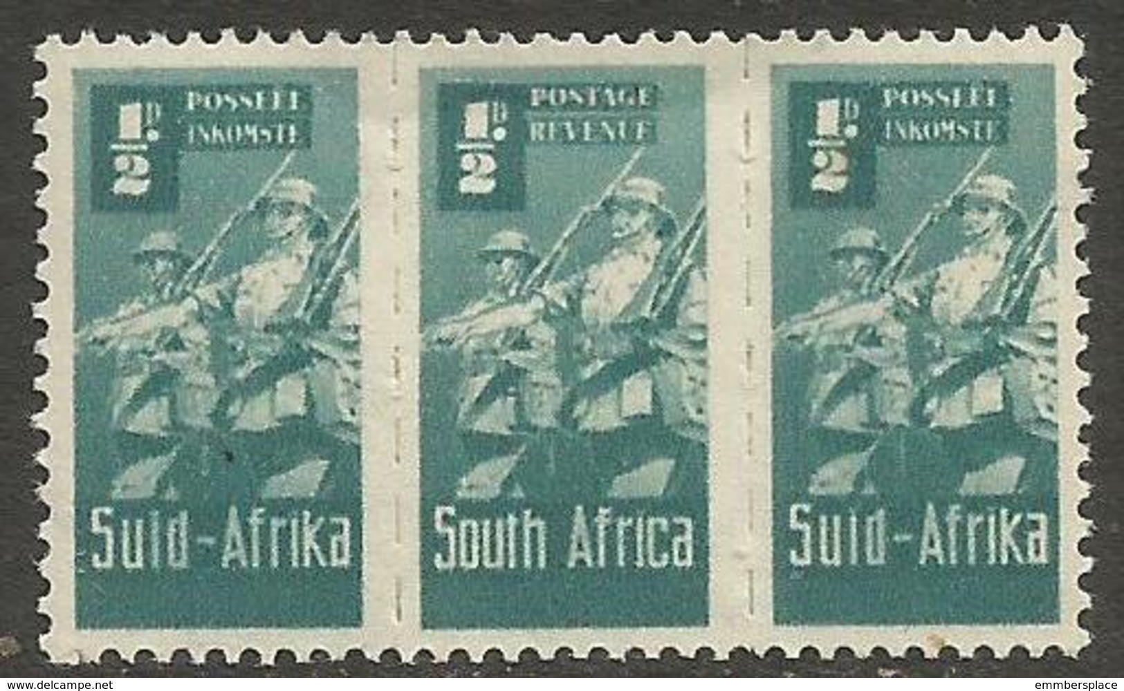 South Africa - 1942 Infantry 1/2d Bilingual Strip MNH **   SG 97  Sc 90 - Unused Stamps