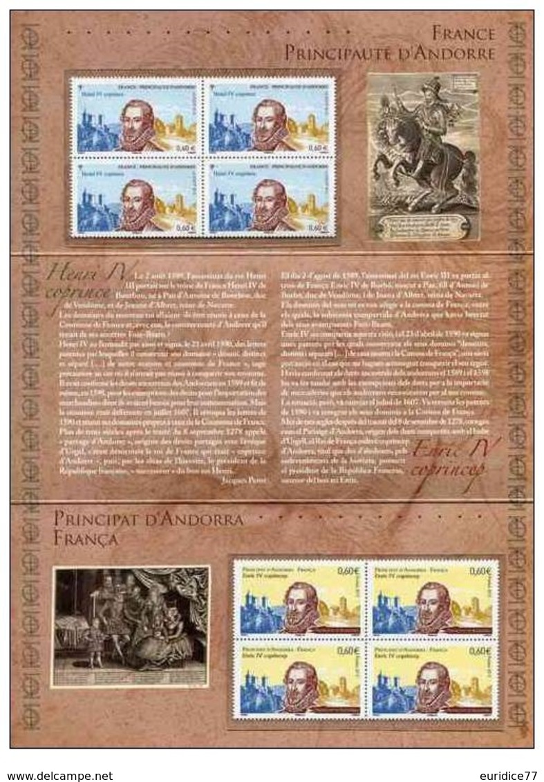France 2012 ** Henri IV Joint Issue France-Andorre Philatelic Souvenir - Nuevos