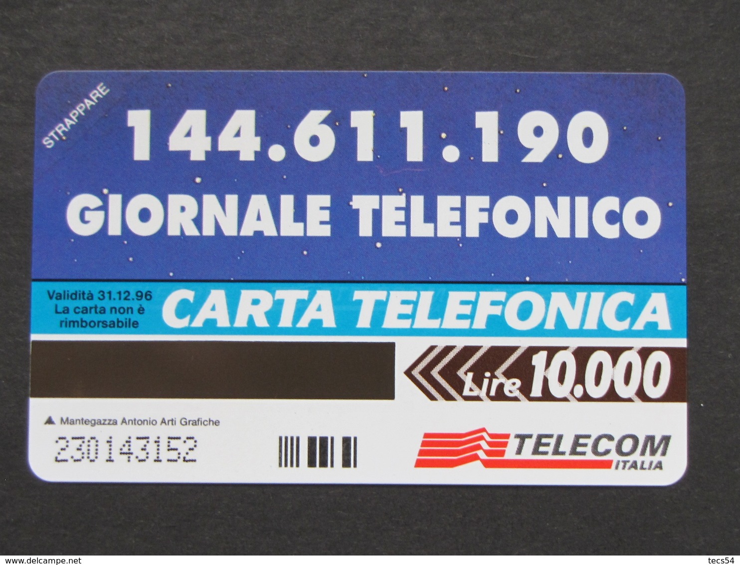 ITALIA 2450 C&C - GIORNALE TELEFONICO 144.611.190 LIRE 10.000 - NUOVA SMAGNETIZZATA - Pubbliche Pubblicitarie