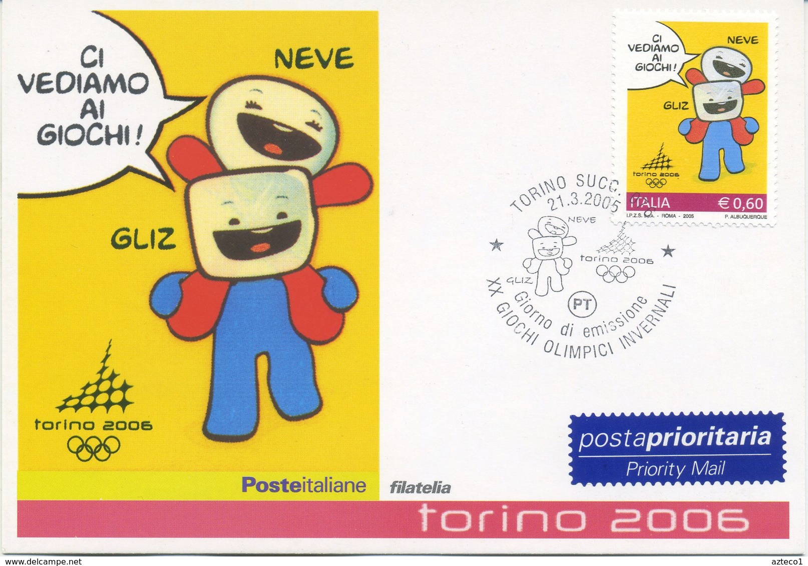 ITALIA - FDC MAXIMUM CARD 2005 - OLIMPIADI INVERNALI - MASCOTTE - ANNULLO SPECIALE - Maximumkarten (MC)