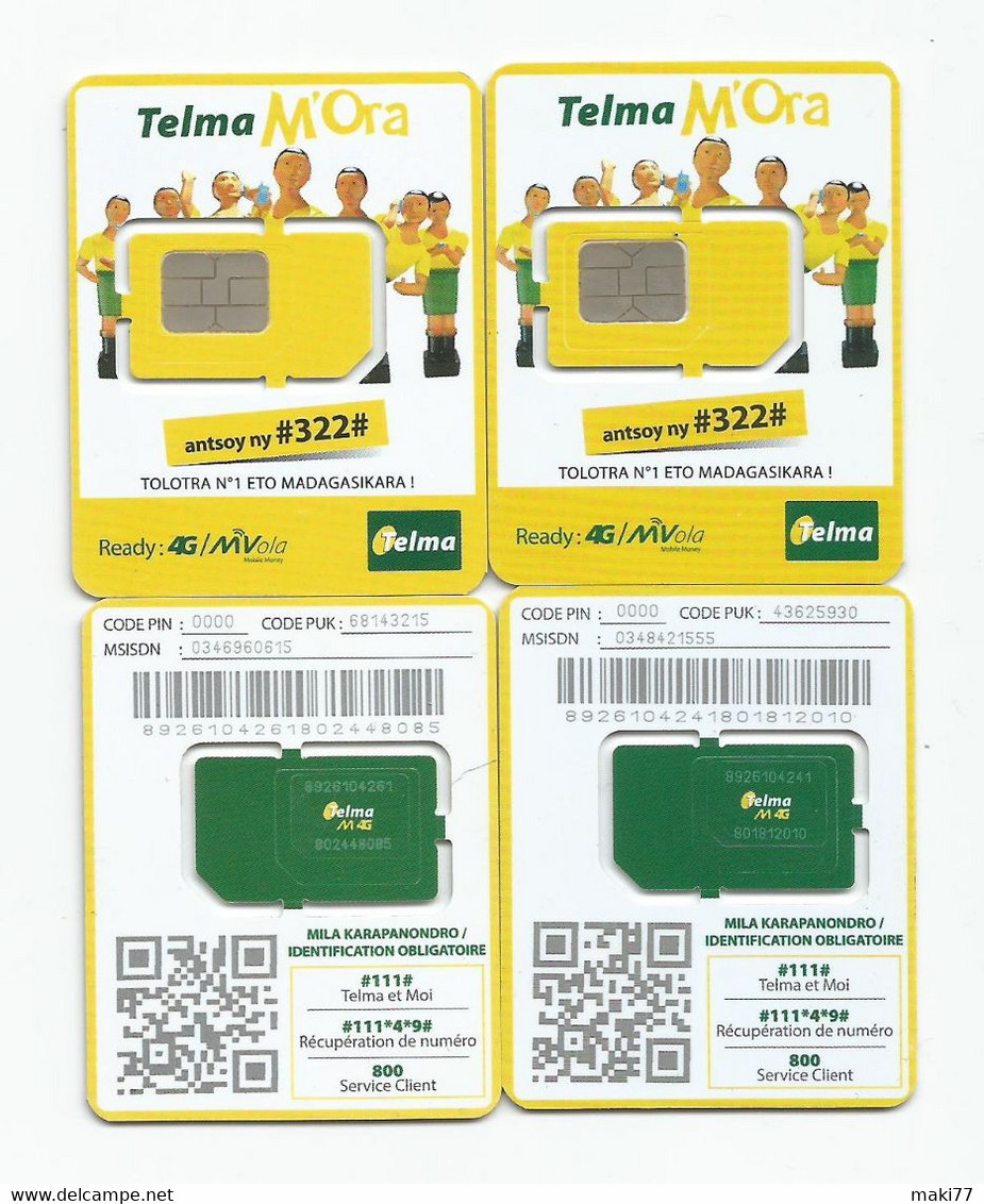 MADAGASCAR MADAGASKAR  2 Cartes SIM NEUVES 4G  /  MALAGASY 2 NEW SIM Card TELMA MADAGASCAR - Madagaskar