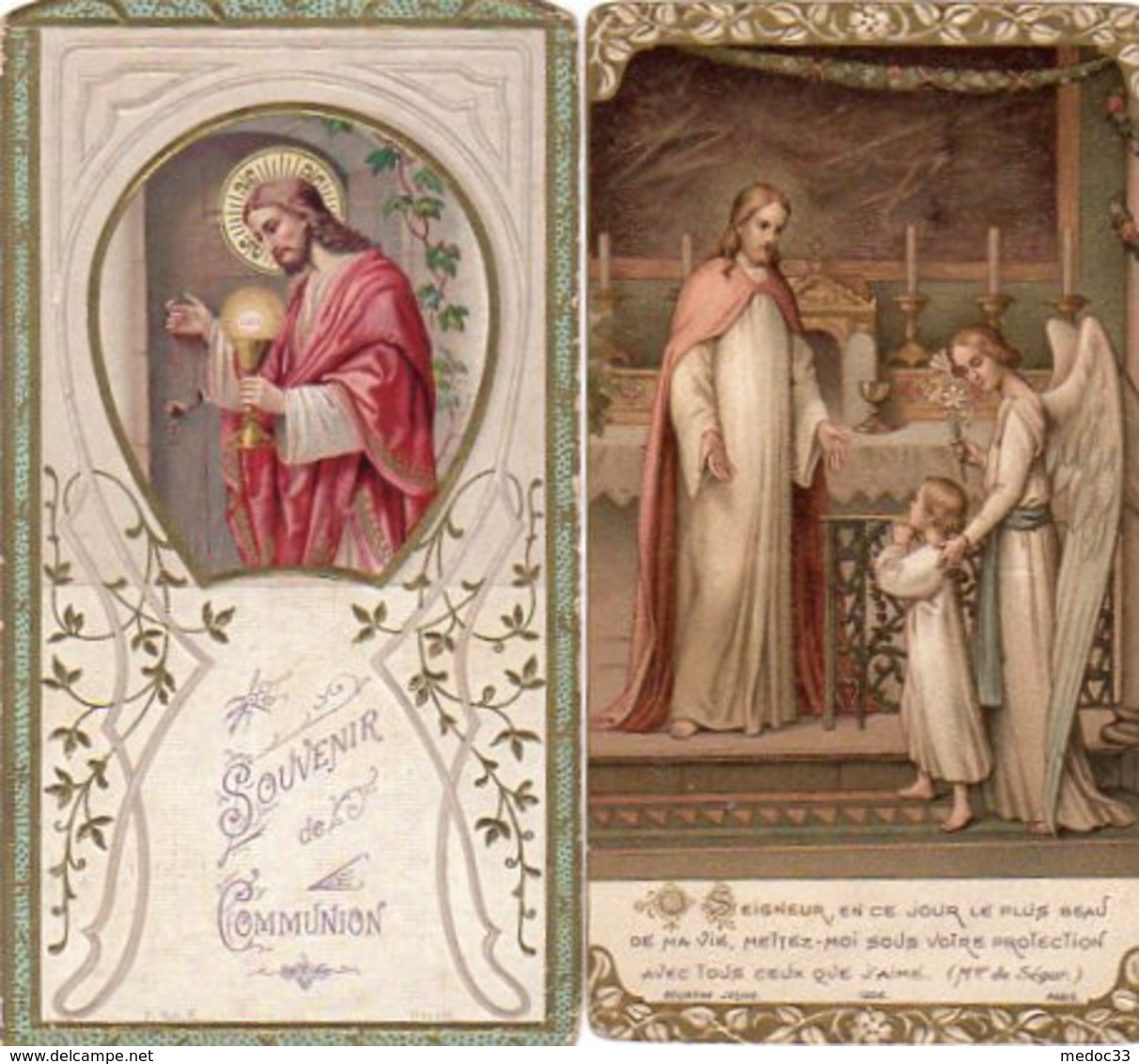 Dept 62,Pas De Calais,Lot De 4 Anciennes Cartes De Communion,Eglise Notre-Dame D'Hesdin - Communion