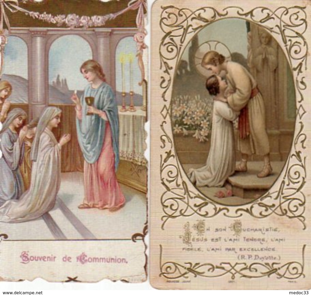 Dept 62,Pas De Calais,Lot De 4 Anciennes Cartes De Communion,Eglise Notre-Dame D'Hesdin - Communion