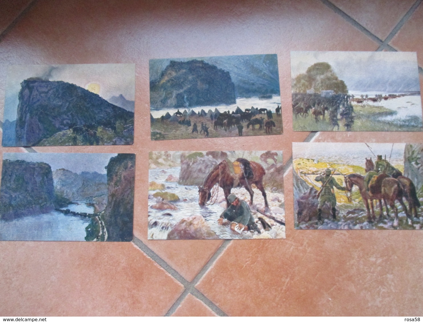 Edizione CROCE ROSSA Illustratore T.Cascella Serie Completa N.1 N.6 Differenti Cartolina Postale Comm.IV Guerra Indipend - Croce Rossa