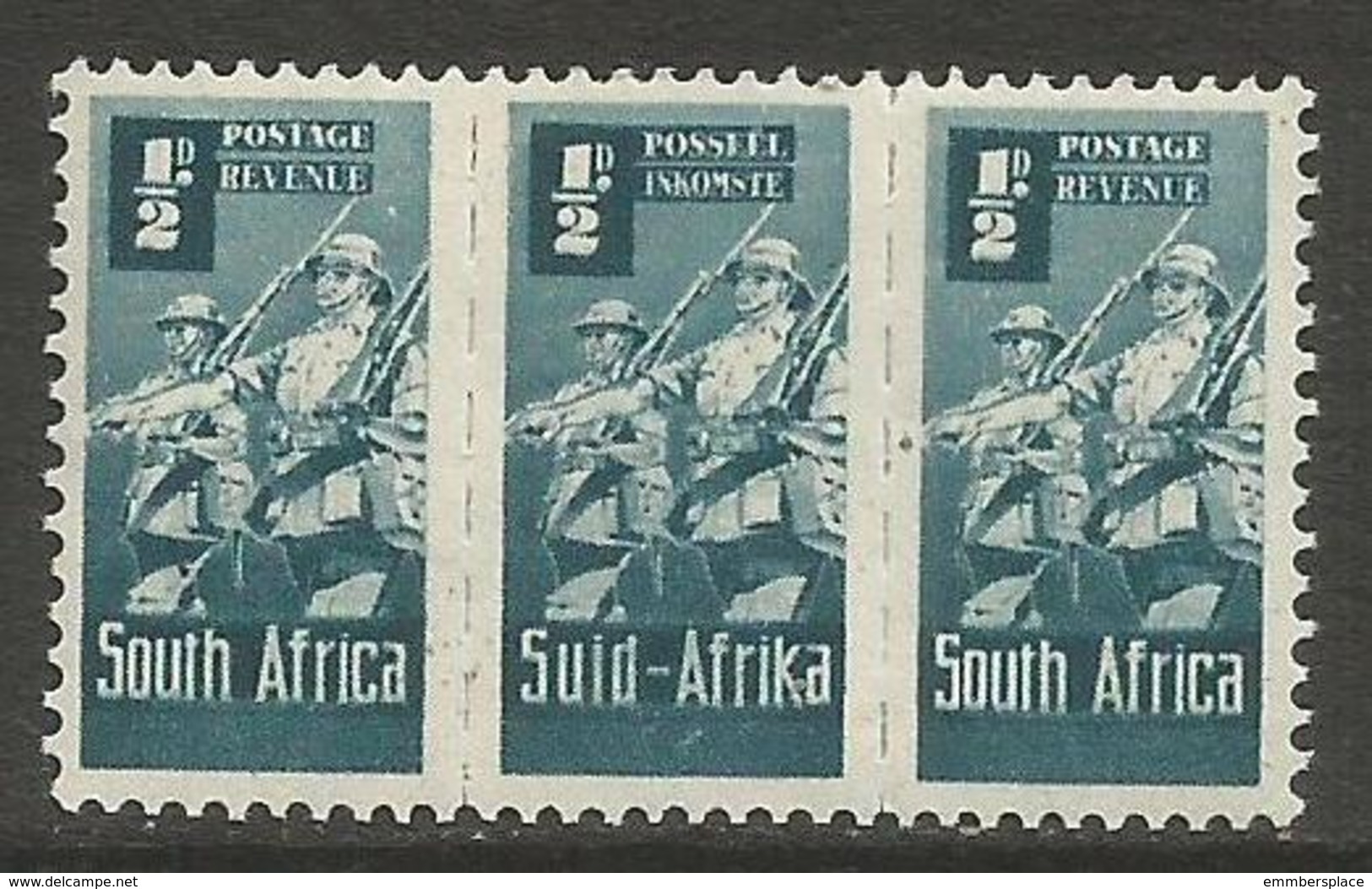 South Africa - 1944 Infantry 1/2d Bilingual Strip MNH **   SG 97b (rouletted Between Stamps)) - Unused Stamps