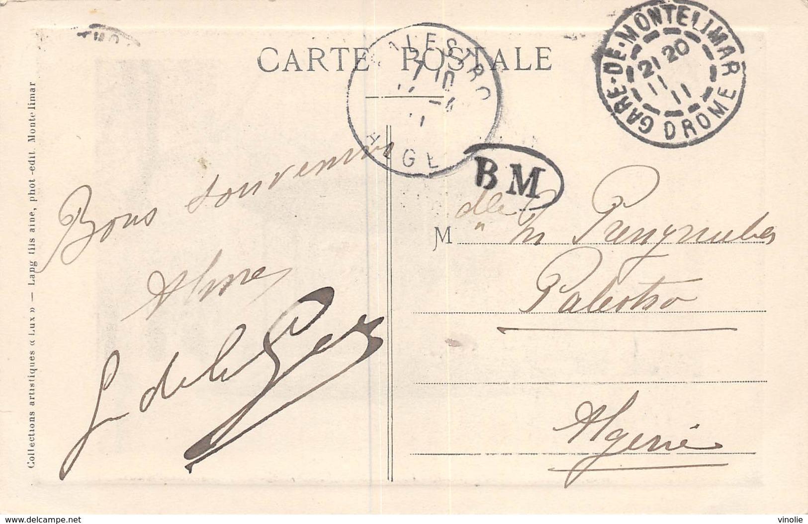 PIE.LOT CH-19-4999 :  BEAU CACHET MANUEL GARE DE MONTELIMAR. DROME AVEC CACHET B M  BOITE MOBILE ? - Cachets Manuels