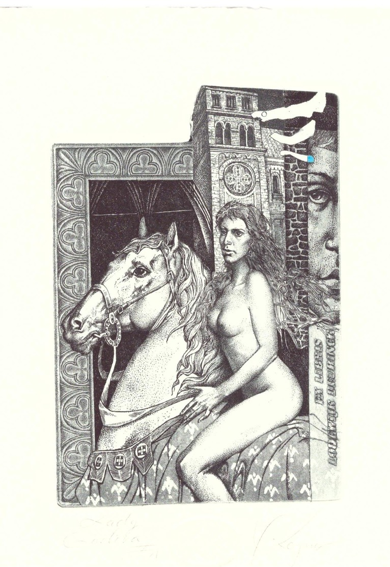Bulgaria- Kerin Hristo-   C3 C5 Col  118x82   52/70    "Lady Godiva" - Ex-Libris