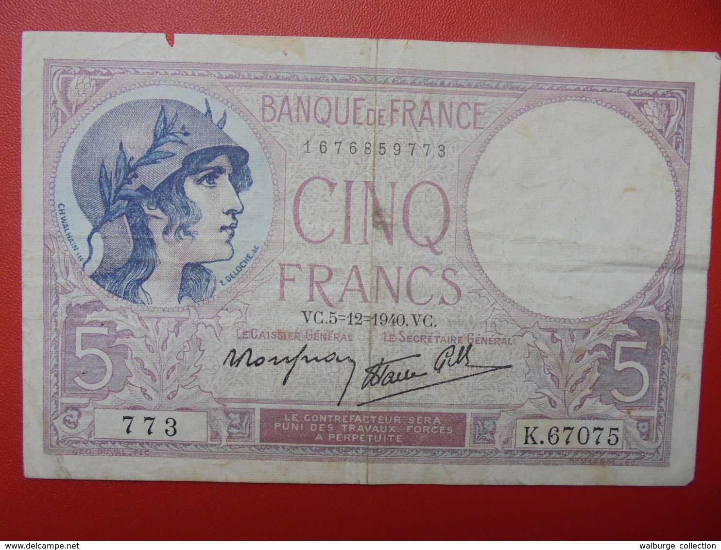 FRANCE 5 FRANCS 1940 CIRCULER(B.1) - 5 F 1917-1940 ''Violet''