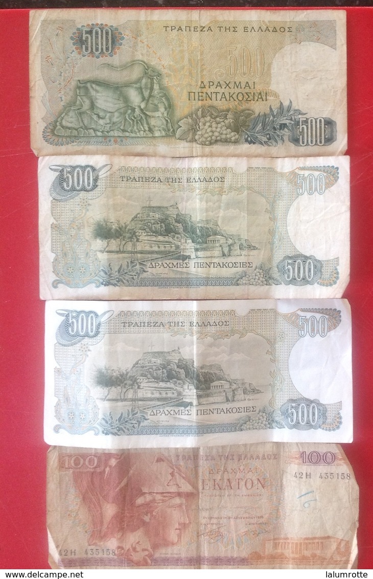 Billet. 6. Grèce. 4 Billets, 3 X 500 Et 1x 100 - Greece