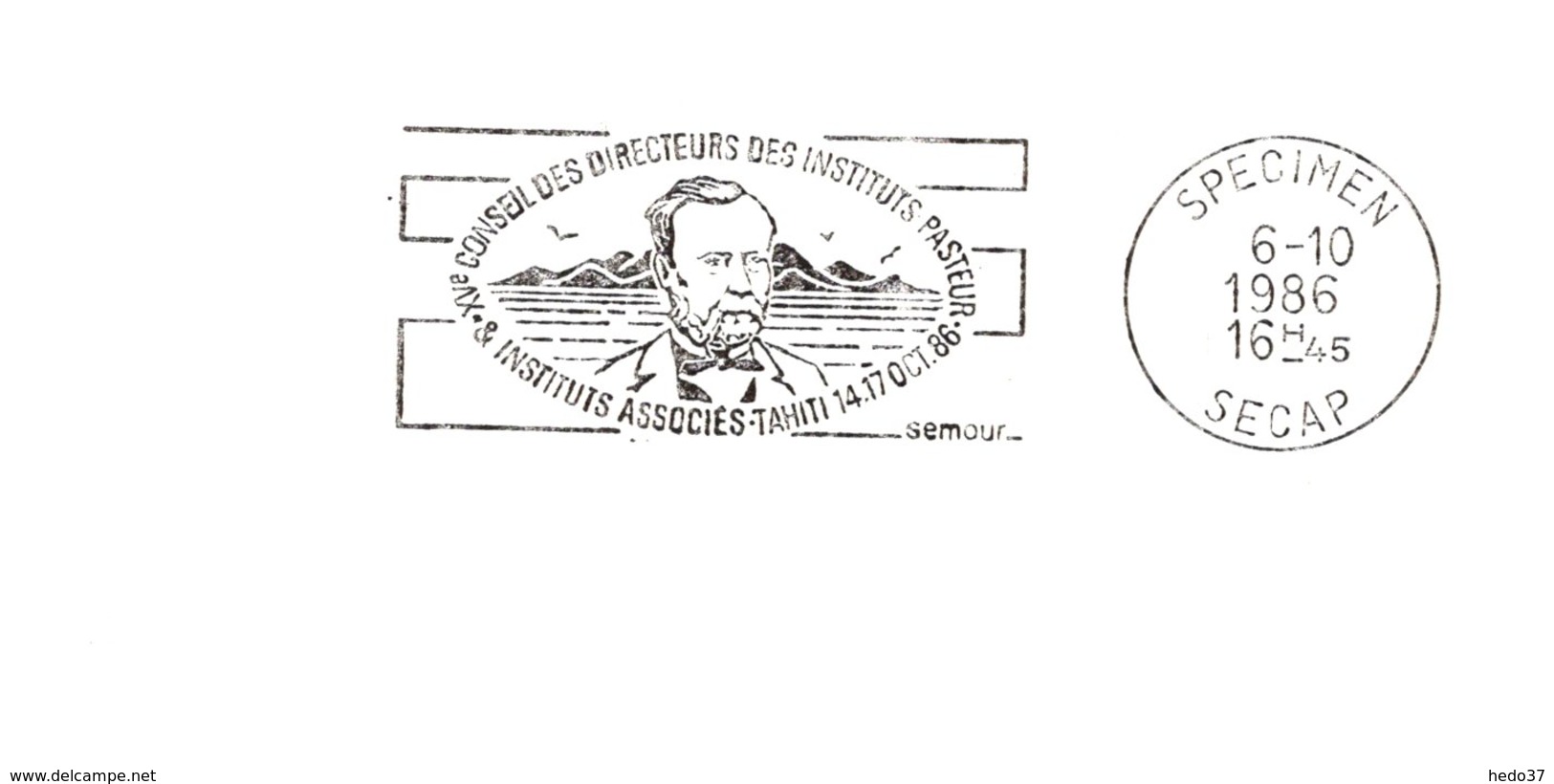 Thème Personnages Célèbres - Pasteur - Flamme Secap SPECIMEN - TB - Autres & Non Classés