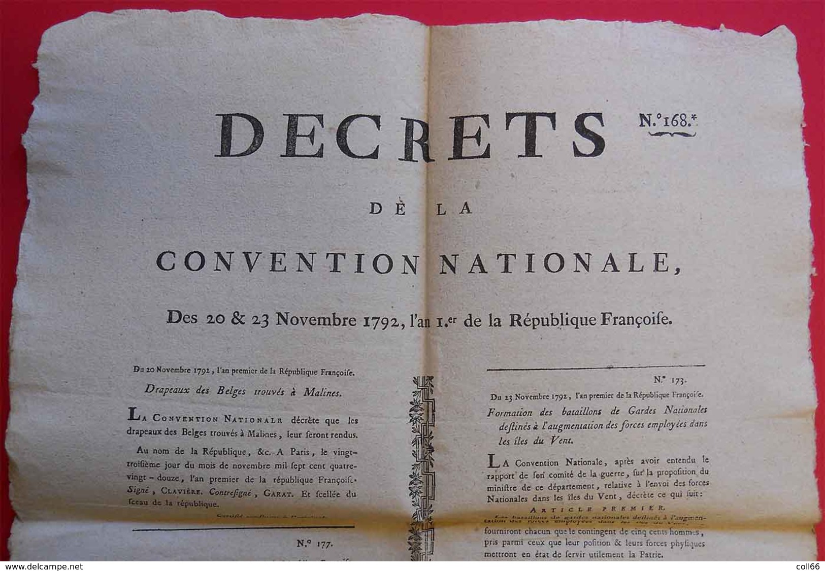1792 Affiche Convention Révolution Restitution Drapeaux Belges De Malines Restitutie Belgische Vlaggen In Mechelen 52X41 - Historische Documenten