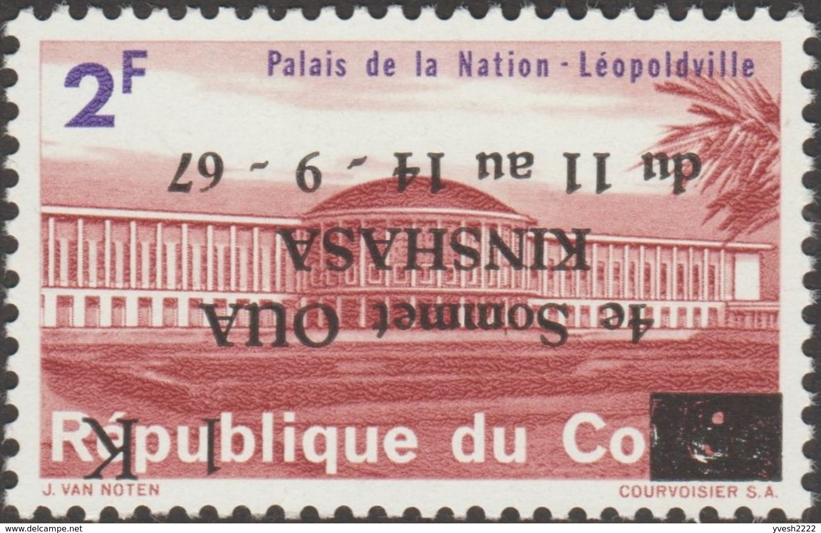 Congo Kin 1967  COB646, 650 Et 651 Avec Surcharges Renversées. Conférence De L'OUA à Kinshasa - Neufs