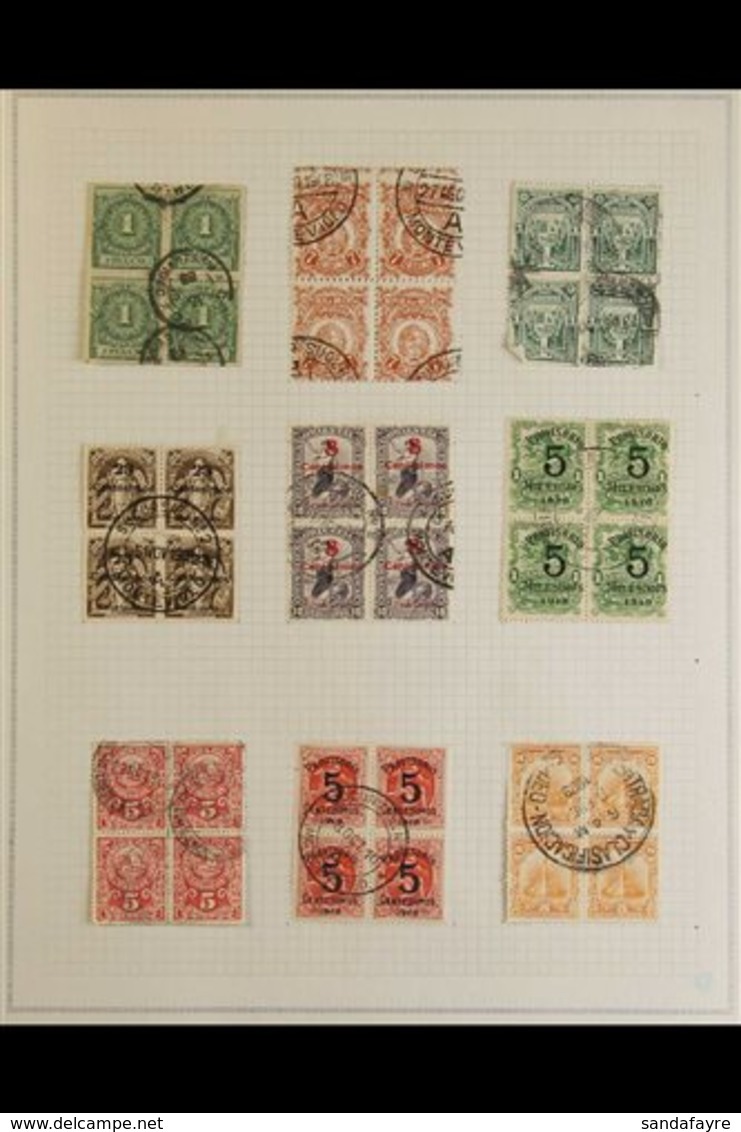 WORLD "BLOCKS OF FOUR" COLLECTION An Interesting 1860's To 1950's Assembly Of Used Blocks Of Four Presented On Stock Pag - Otros & Sin Clasificación