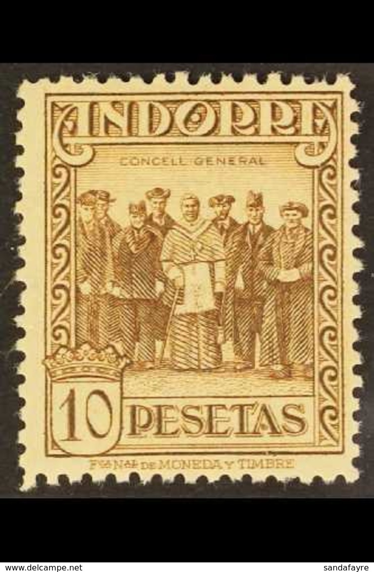 SPANISH 1929 10p Deep Brown Perf 14 Top Value, SG 25A (Edifil 26), Mint Lightly Hinged. For More Images, Please Visit Ht - Other & Unclassified