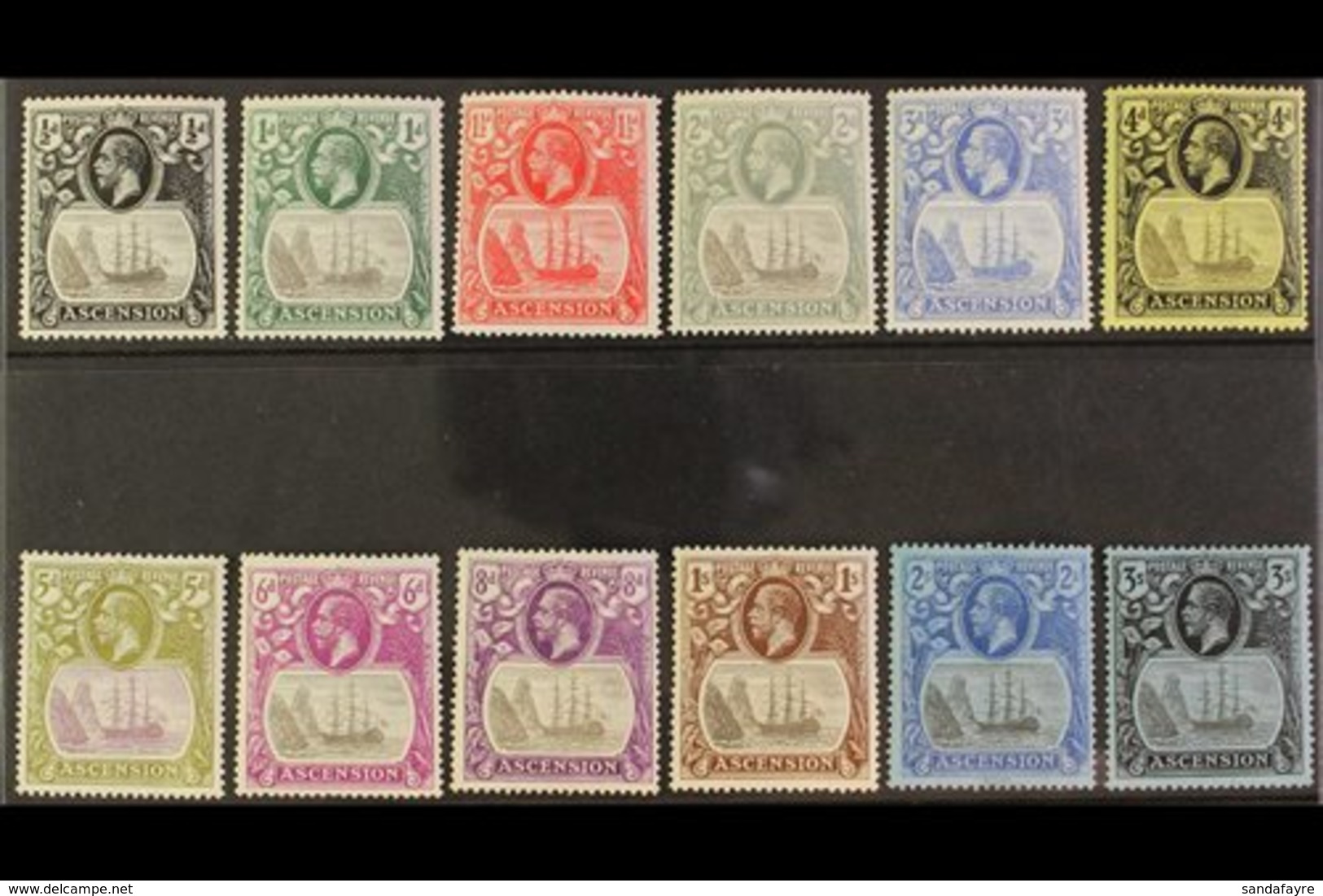 1924-33 KGV "Badge" Definitives Complete Set, SG 10/20, Very Fine Lightly Hinged Mint. Fresh And Attractive. (12 Stamps) - Ascension (Ile De L')