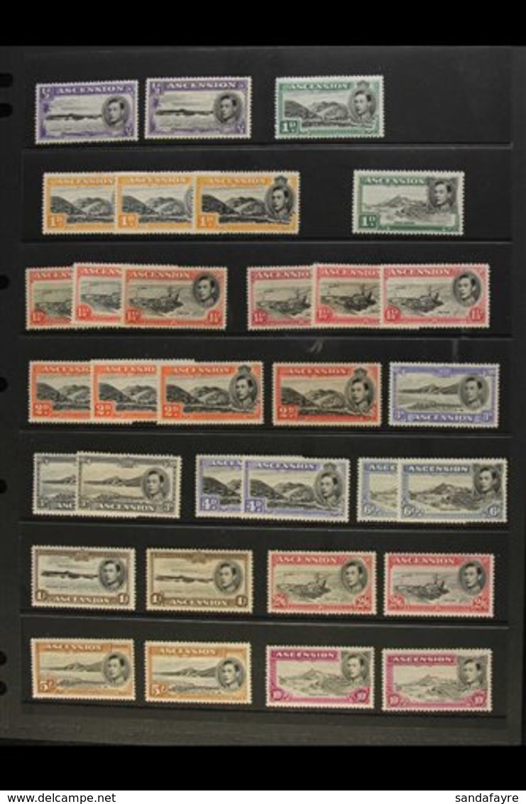 1938-53 KING GEORGE VI DEFINITIVES COMPLETE A Lovely Complete Pictorial Definitive Set, SG 38/47b, PLUS All Of The Addit - Ascension (Ile De L')