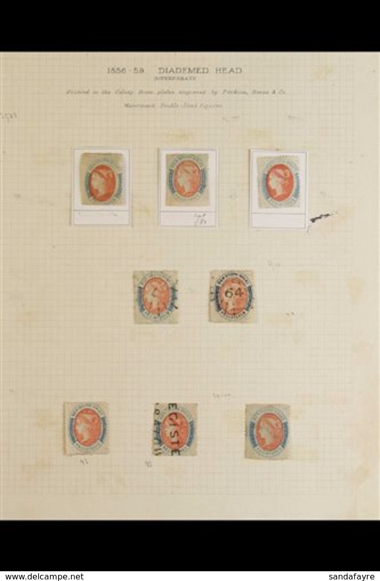 NEW SOUTH WALES 1863 "REGISTERED" (6d) With Double- Lined "6" Watermark Selection On A Single Old Album Page, Various Sh - Autres & Non Classés