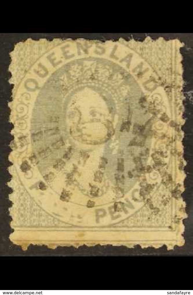 QUEENSLAND 1866-67 4d Grey- Lilac With "FOUR" MISSING, SG 56b, Used With The Variety Clear, Usual Imperfections But A Pl - Other & Unclassified