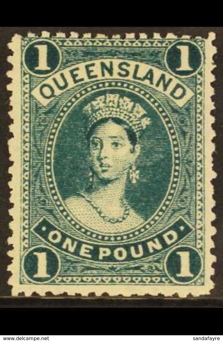 QUEENSLAND 1905-06 £1 Deep Green Chalon, Litho Printing, SG 274, Fine Mint. For More Images, Please Visit Http://www.san - Other & Unclassified