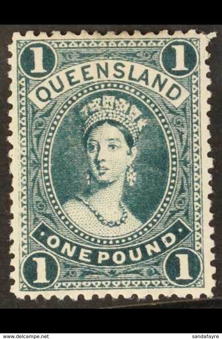 QUEENSLAND 1907-11 £1 Deep Bluish Green Chalon, SG 312c, Very Fine Mint. For More Images, Please Visit Http://www.sandaf - Sonstige & Ohne Zuordnung