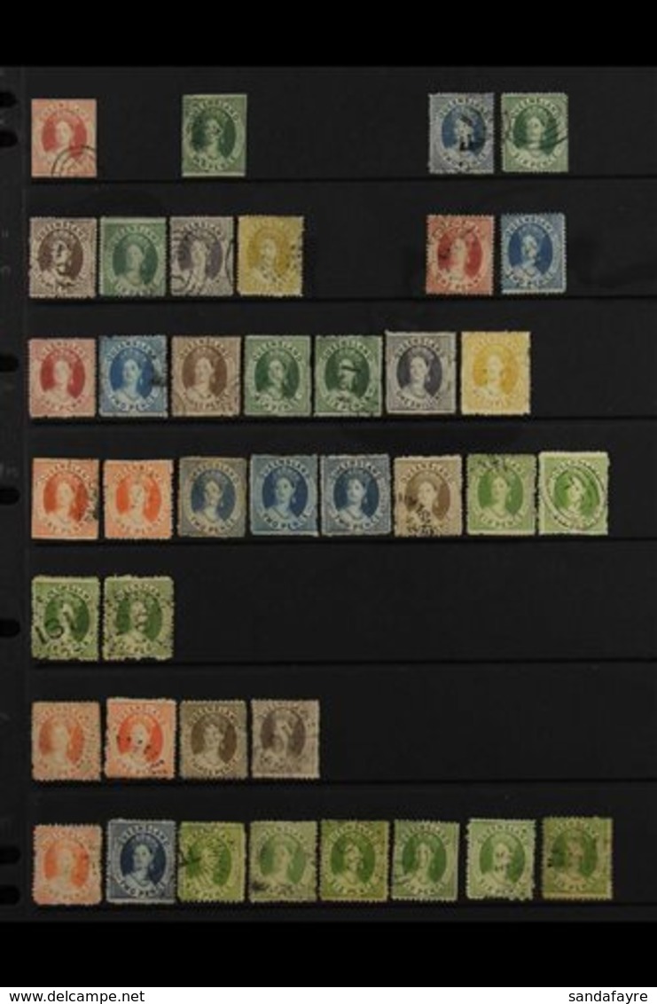 QUEENSLAND 1860- CHALON ISSUES COLLECTION A Very Nice Range Of Used Stamps, Incl. 1860 Large Star IMPERF 1d And 6d (smal - Autres & Non Classés
