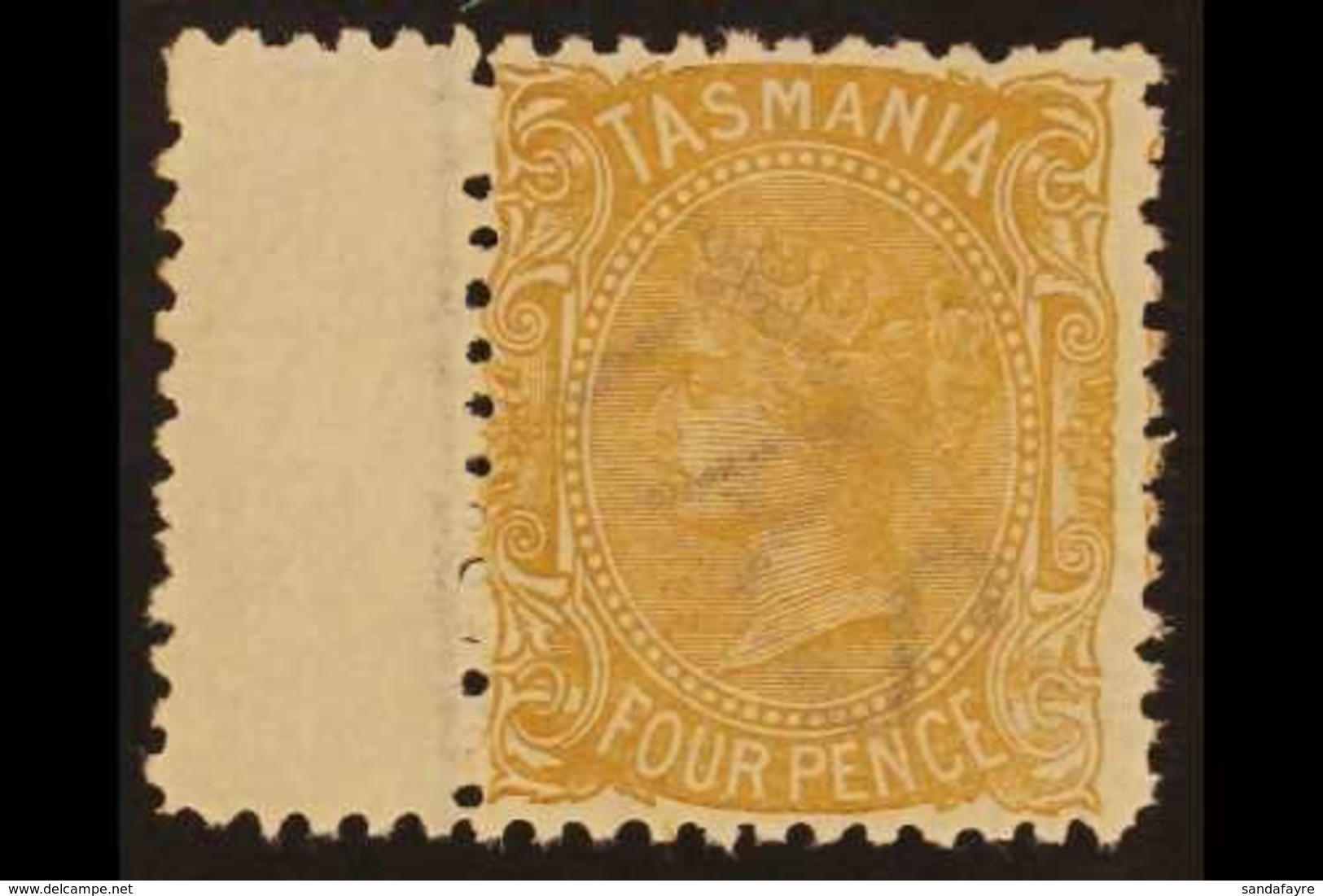 TASMANIA 1871-78 4d Buff Perf 12, SG 153, Very Fine Mint With Sheet Margin At Left. For More Images, Please Visit Http:/ - Andere & Zonder Classificatie