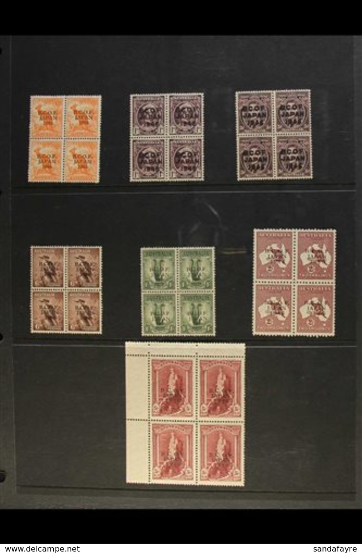 BRITISH COMMONWEALTH OCCUPATION FORCE (JAPAN) 1946-47 Complete Set, SG J1/7, In NEVER HINGED MINT BLOCKS OF FOUR. Lovely - Andere & Zonder Classificatie