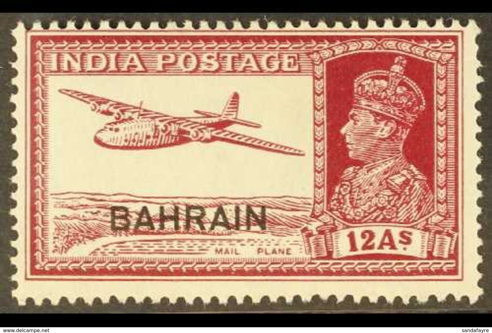 1938-41 12a Lake "Mail Plane", SG 31, Fine Mint For More Images, Please Visit Http://www.sandafayre.com/itemdetails.aspx - Bahreïn (...-1965)