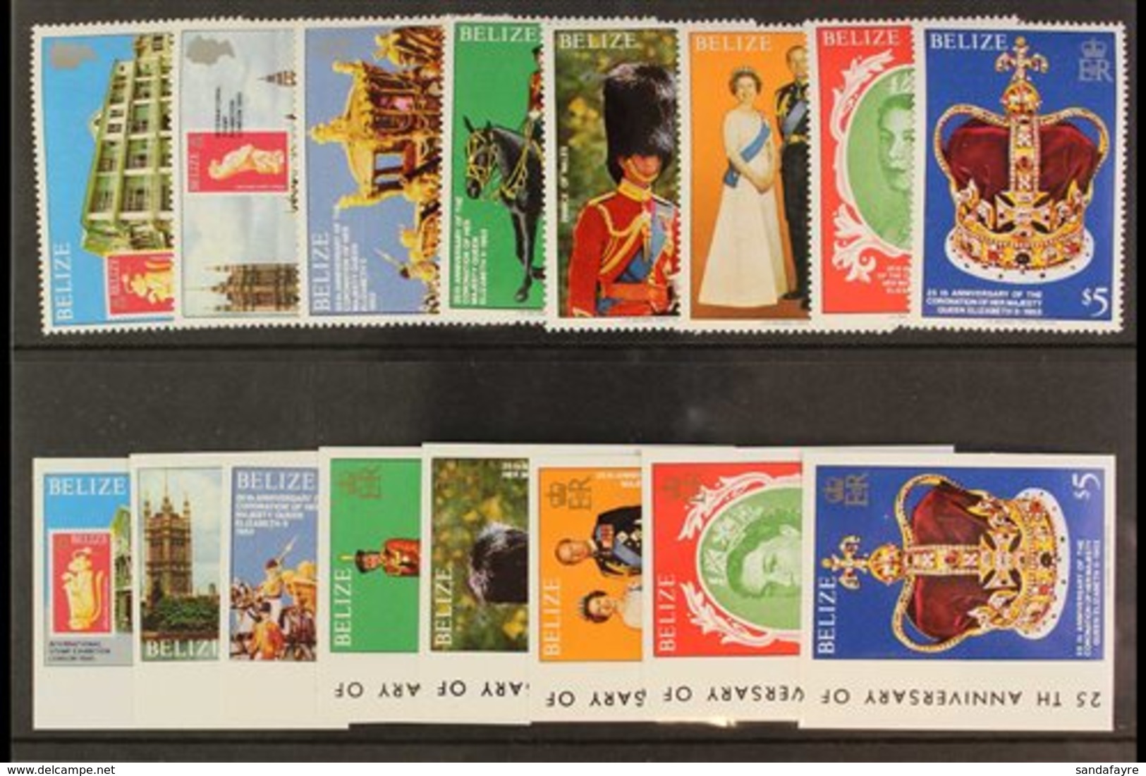 1979 Coronation 2nd Issue Complete Perf & Imperf Sets And Both Mini-sheets, SG 495/502 & MS503, Never Hinged Mint, Fresh - Belize (1973-...)