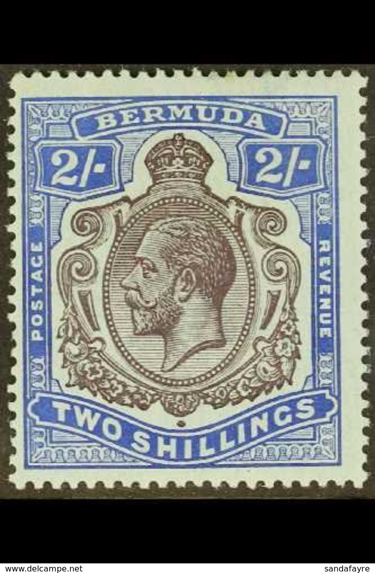 1918-22 2s Purple & Blue On Blue, Wmk Mult Crown CA, BROKEN CROWN & SCROLL Variety (early Stage), SG 51bb, Fine Mint. Fo - Bermudes