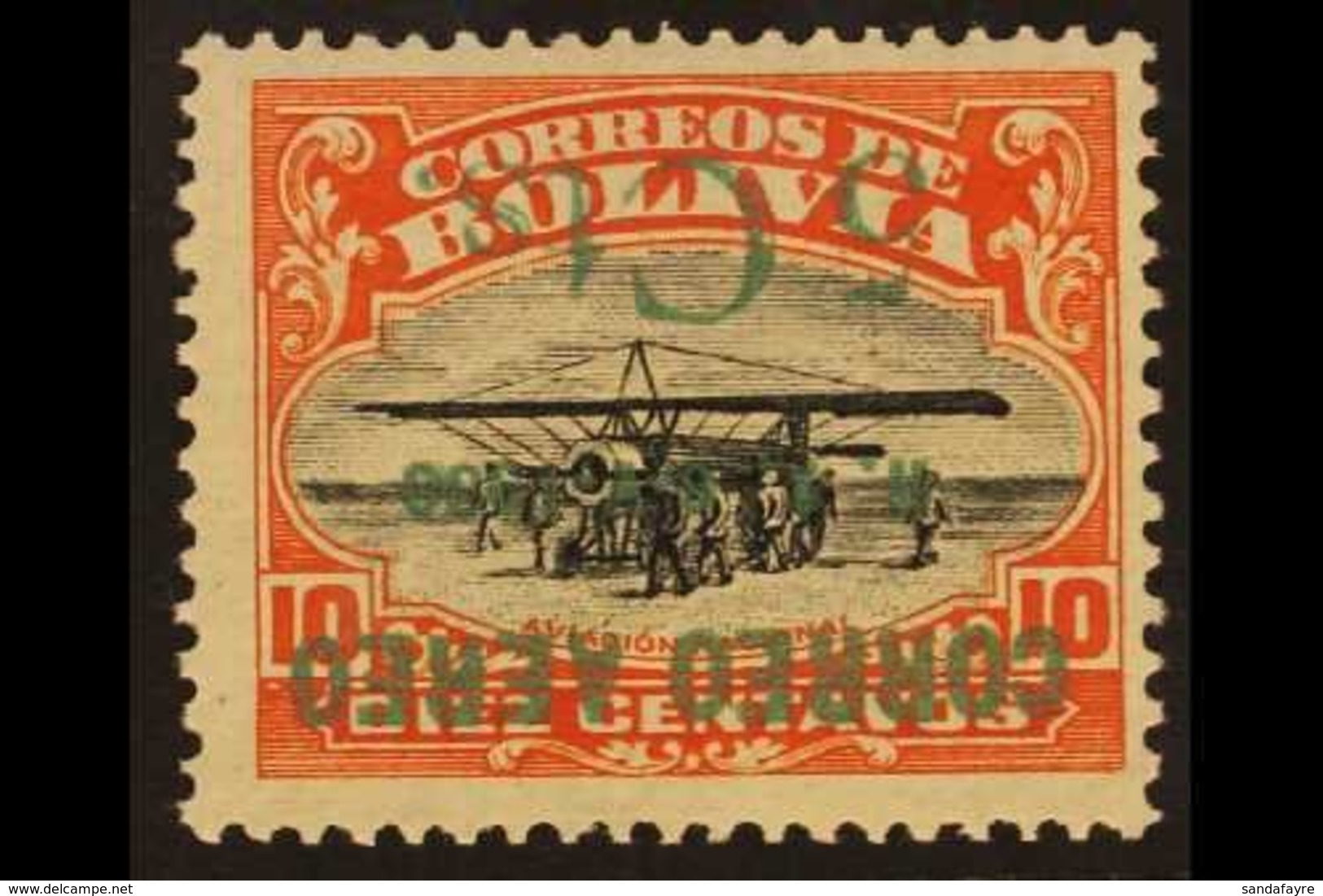 1930 5c On 10 Black And Orange With AIR POST SURCHARGE INVERTED, SG 228 Variety (Sanabria 22a), Very Fine Mint. Only 300 - Bolivia