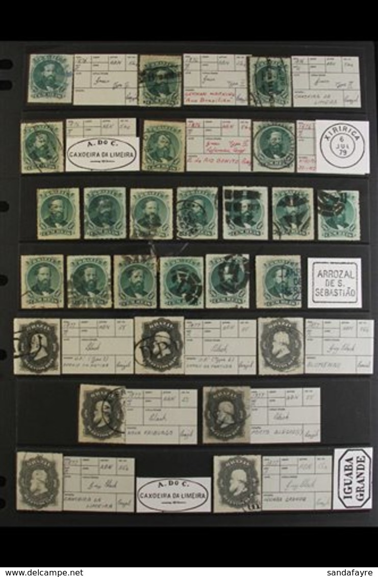 1876-77 DOM PEDRO ROULETTED ISSUES. INTERESTING FINE USED COLLECTION With Shades & Postmark Interest On Stock Pages, Inc - Altri & Non Classificati