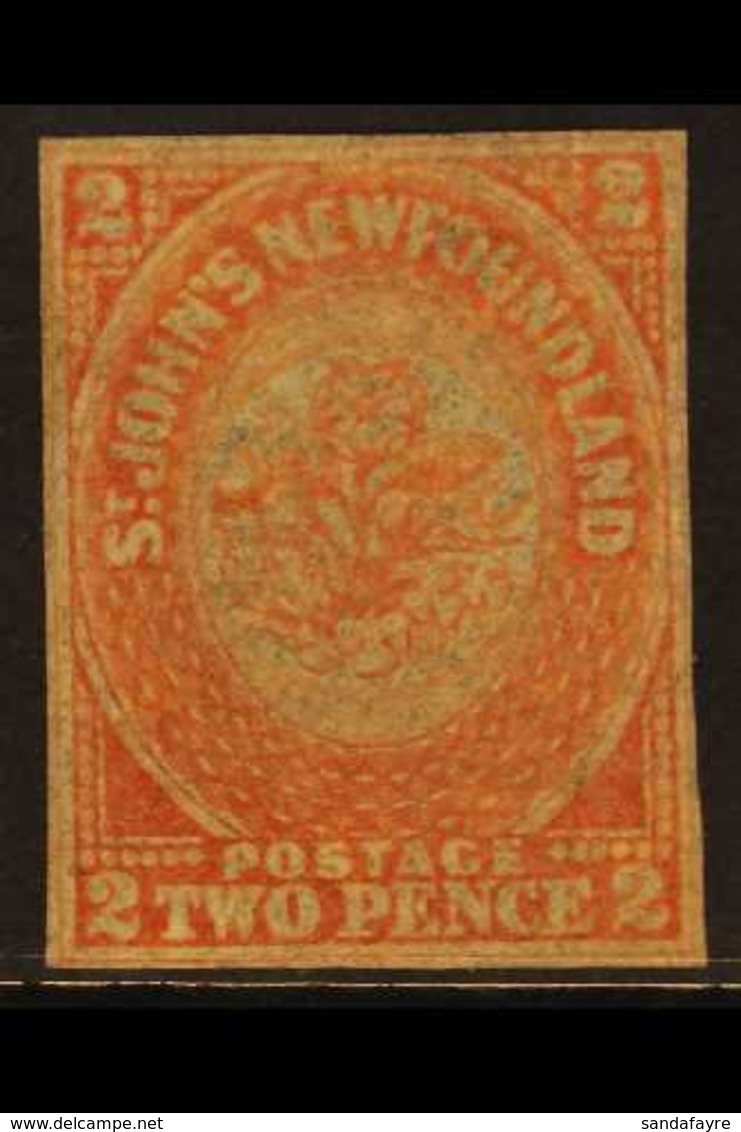 1860 2d Orange-vermilion, SG 10, Unused Without Gum, Four  Small Margins. CAT £600 For More Images, Please Visit Http:// - Other & Unclassified