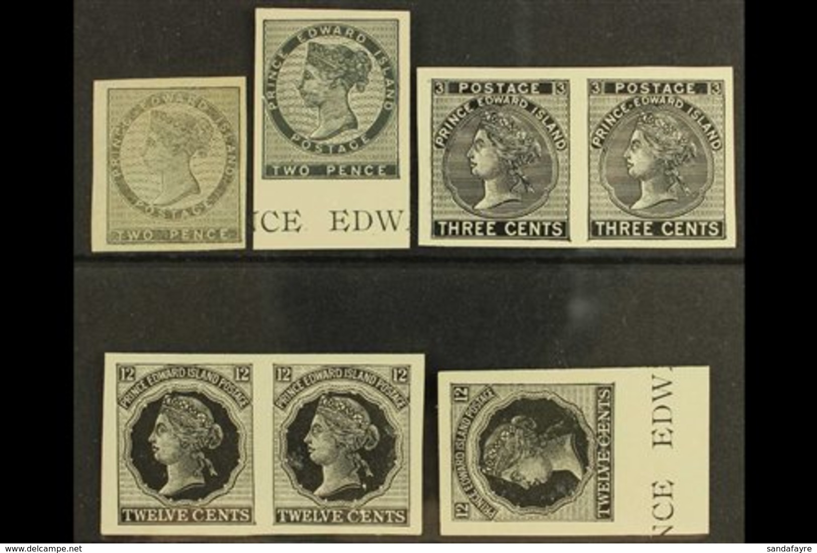 1861 - 1872 PLATE PROOFS. A Group Of Imperf Plate Proofs In Black, Includes The 1861 2d In Grey On India Paper, Then The - Sonstige & Ohne Zuordnung