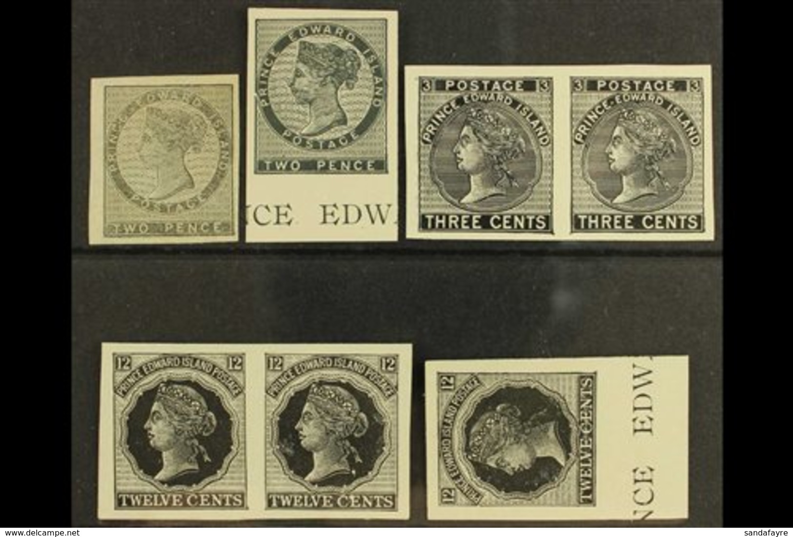 1861 - 1872 PLATE PROOFS. A Group Of Imperf Plate Proofs In Black, Includes The 1861 2d In Grey On India Paper, Then The - Altri & Non Classificati