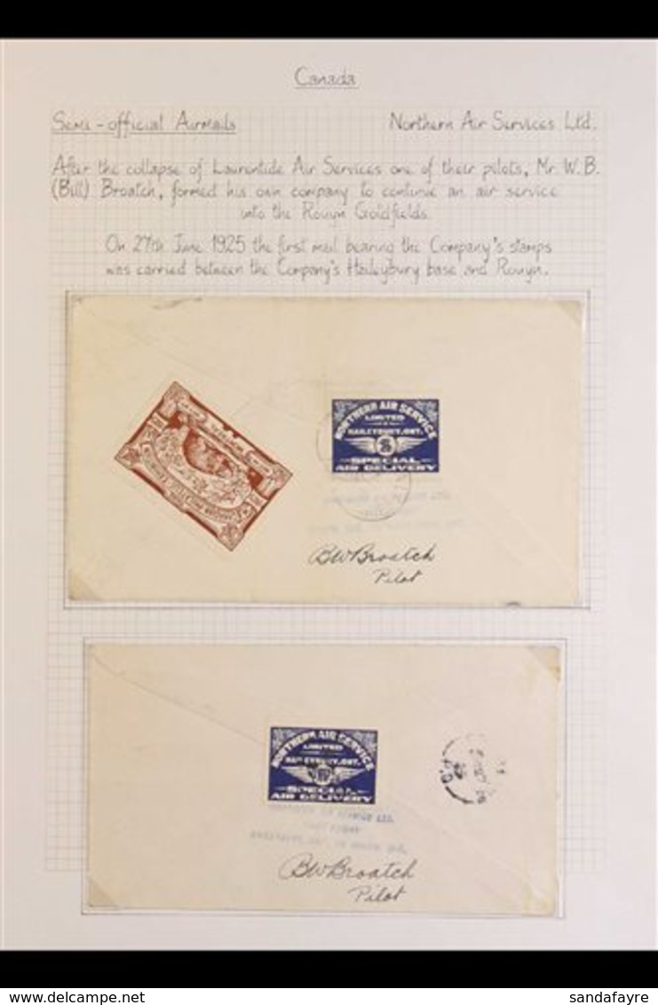 NORTHERN AIR SERVICE 1925 Pair Of Covers Franked Northern Air Services 25c Blue, Uni CL5,  Flown From The Goldfields At  - Sonstige & Ohne Zuordnung