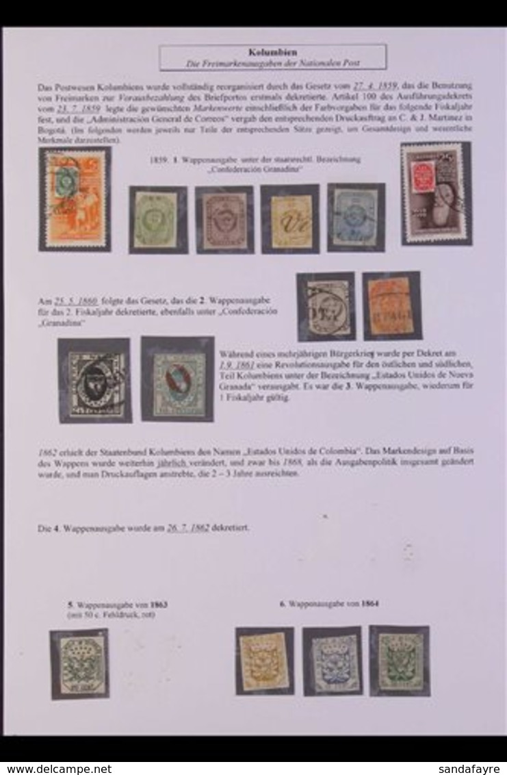 NATIONAL POSTAL ISSUES "OVERVIEW" COLLECTION. 1859-1960. A Most Interesting "National Issues" Part Of A Gold Medal Winni - Kolumbien