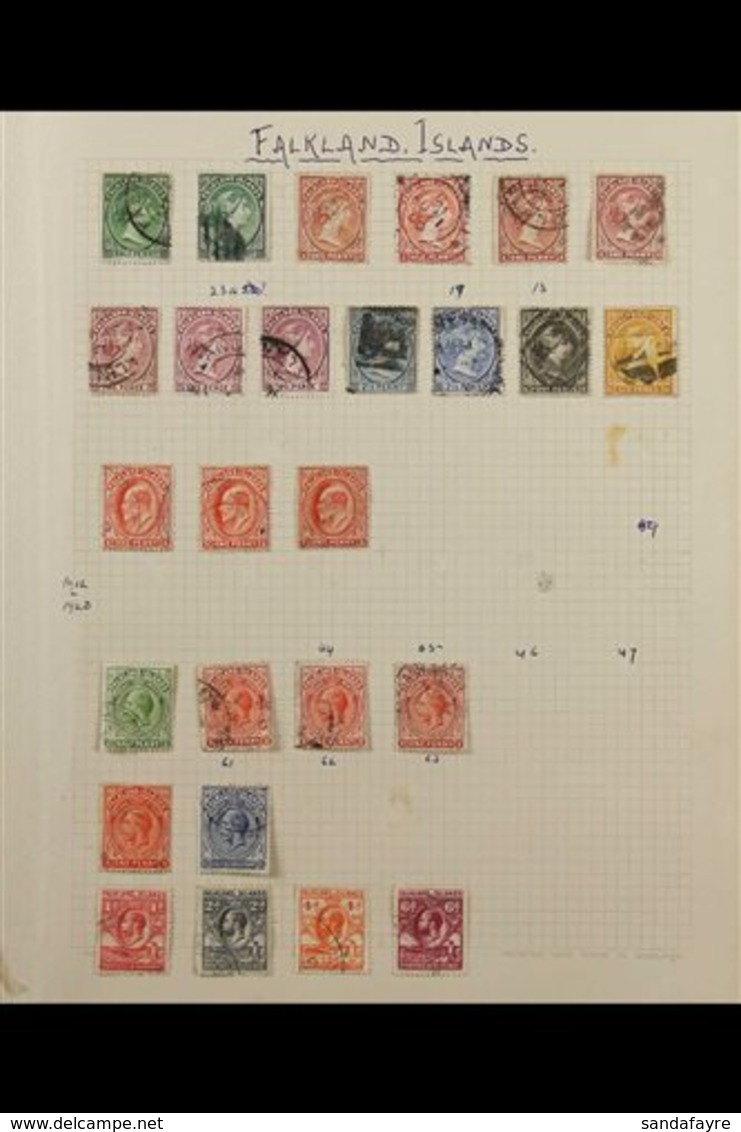 1891-1962 USED COLLECTION On Leaves, Includes 1891-1902 Vals To 6d, 1921-28 Vals To 2½d, 1929-37 Vals To 6d, 1933 1½d &  - Falklandeilanden