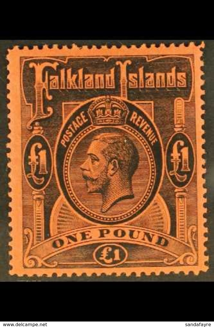 1912-20 KGV £1 Black/red, SG 69, Fine Mint For More Images, Please Visit Http://www.sandafayre.com/itemdetails.aspx?s=62 - Falklandeilanden