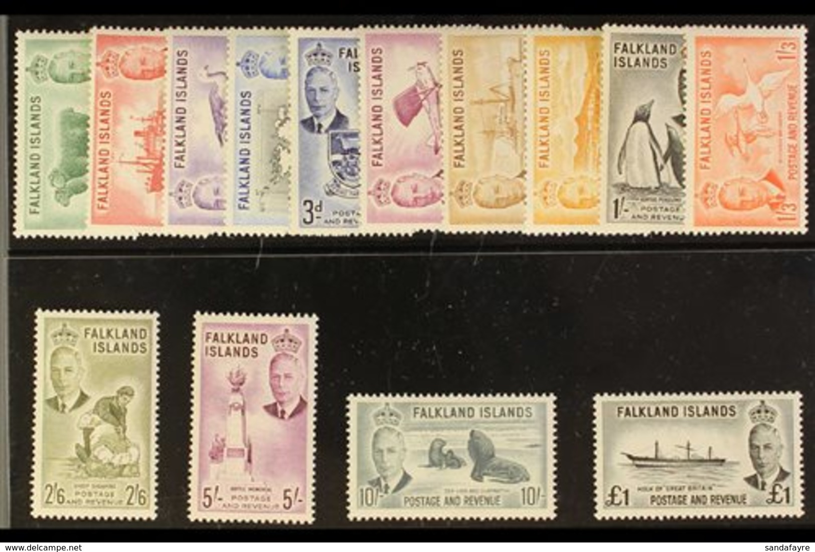 1952 KGVI Definitives Complete Set, SG 172/85, Very Fine Never Hinged Mint. (14 Stamps) For More Images, Please Visit Ht - Falklandeilanden