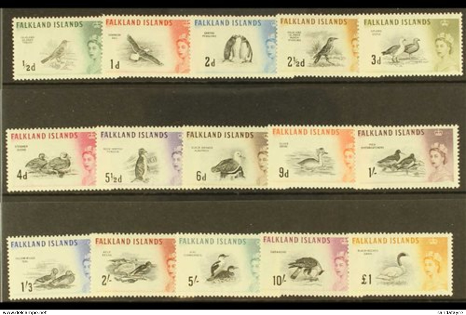 1960-66 Bird Definitive Set, SG 193/207, Very Fine Lightly Hinged Mint (15 Stamps) For More Images, Please Visit Http:// - Falklandeilanden