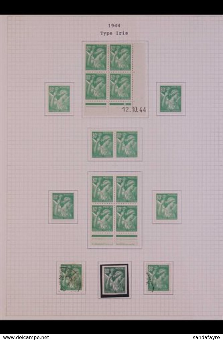 1944 IRIS ISSUE An Attractive Mint And Used Study Collection On Pages, Incl. Set In Corner Date Blocks, Imperfs, Varieti - Other & Unclassified
