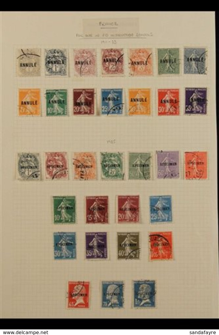 COURS D'INSTRUCTION "ANNULE" & "SPECIMEN" OVERPRINTS 1923-1925 Very Fine Used Collection Of All Different Stamps With "A - Autres & Non Classés