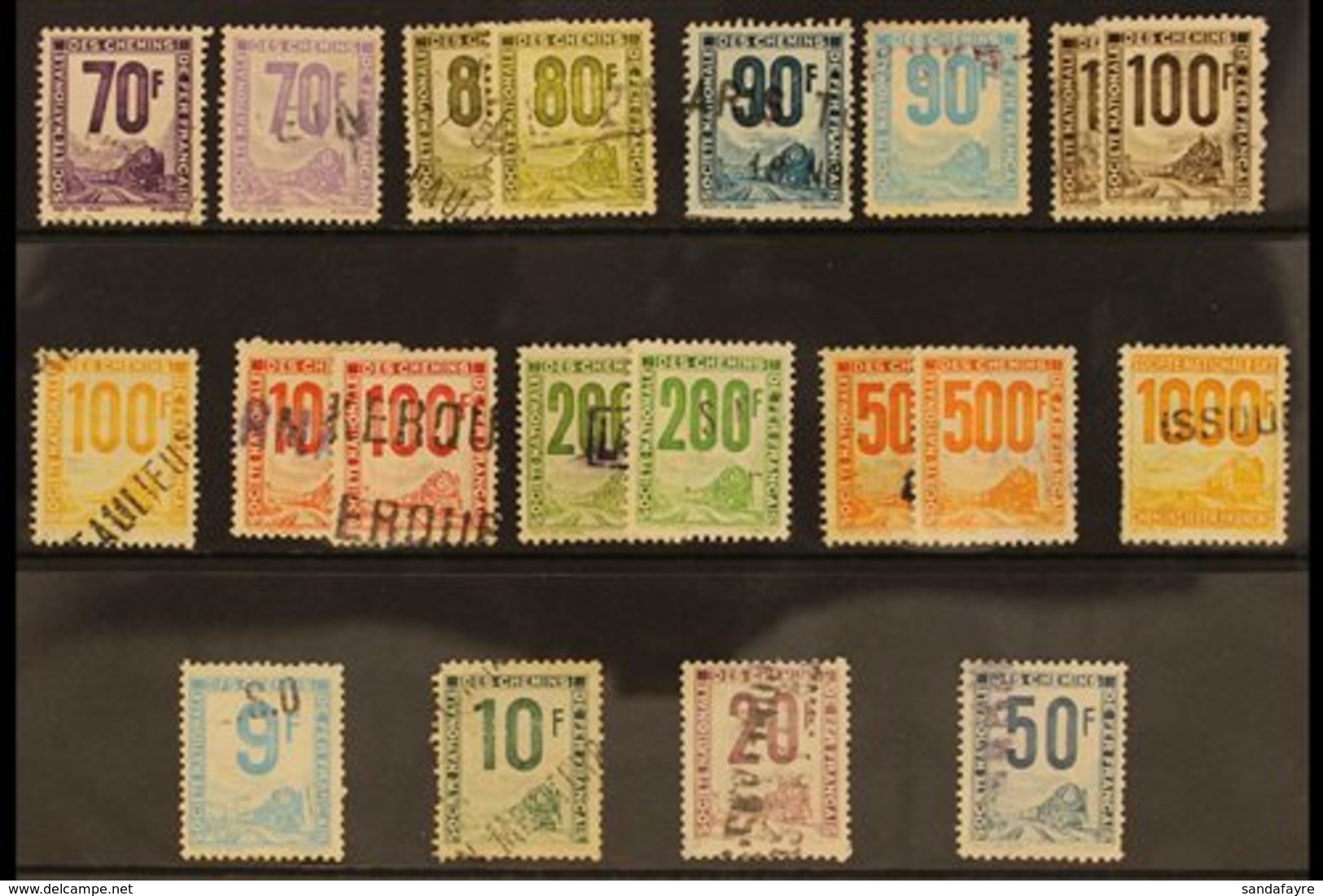 PARCEL POST (PETITS COLIS) 1944-47 Complete Set Of 29, Yvert 1/26, With Additional Shades Of 3fr, 8fr, 80fr, 100f Brown, - Sonstige & Ohne Zuordnung