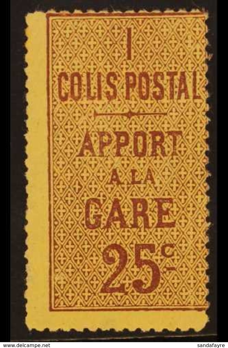 PARCEL POST 1892 25c Brown On Yellow With Type I Inscription "APPORT A LA GARE", Perf 13½, Yvert 3, Fine Mint. A Scarce  - Andere & Zonder Classificatie